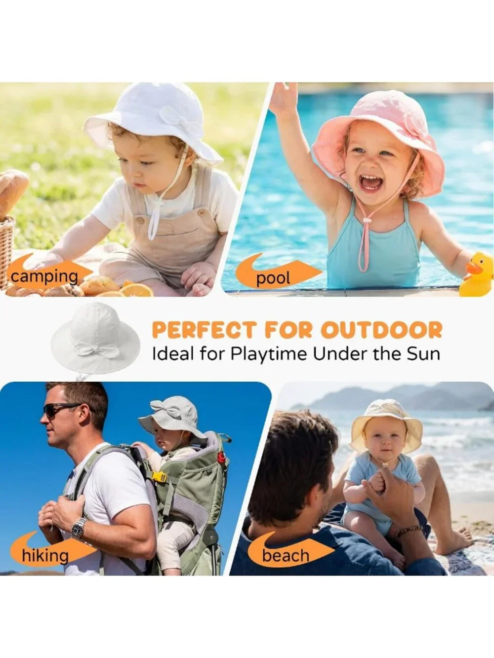 Cute Animal Pattern Baby Sun Hat UPF 50+ Toddler Bucket Hat for Summer Beach